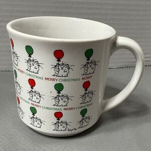 Recycled Paper Products Cat & Balloons Whimsical Merry Christmas Mug Japan Vtg
